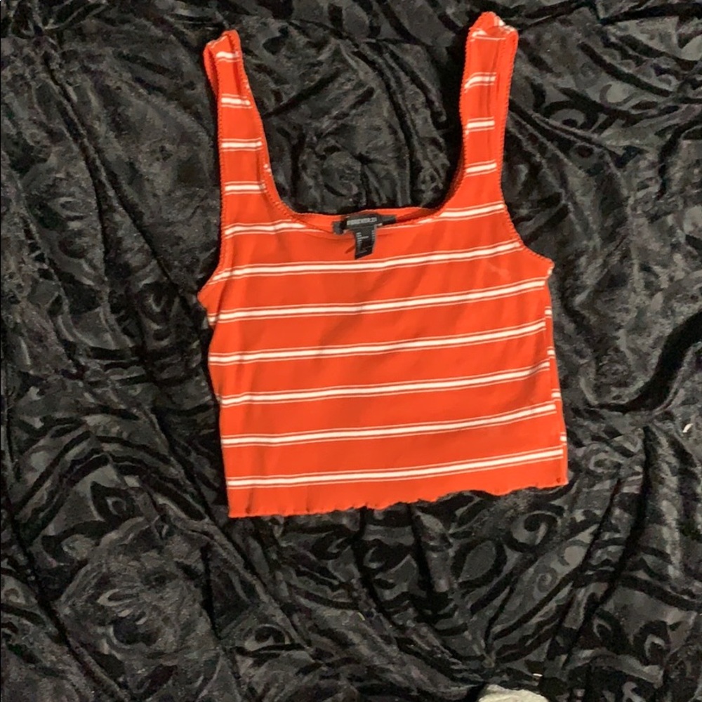 Orange and white striped Forever21 tank top crop